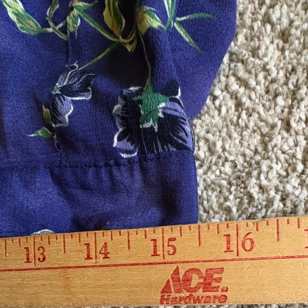 Hunt Club Vintage Floral Pleated Midi Skirt Purple Blue Button Front Size 14 - Picture 6 of 10